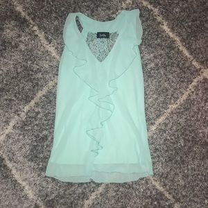 Mint tank top with lace backing